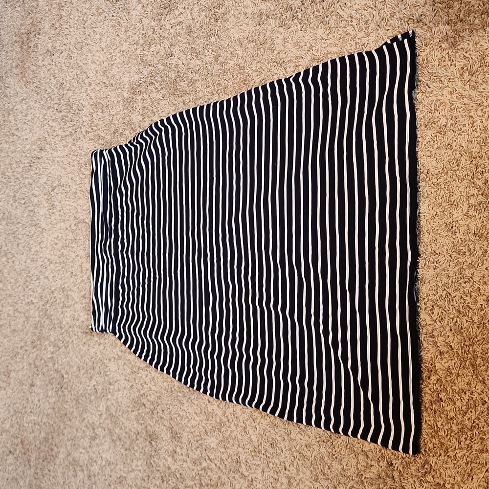 Susan Graver Weekend Blue and White Stripped Skirt with side slits